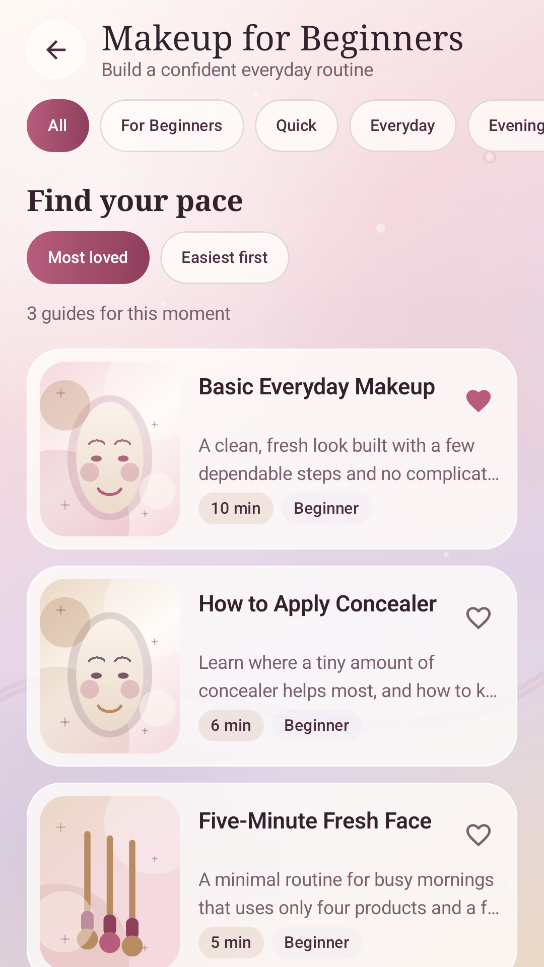 Elegance Guide category screen preview